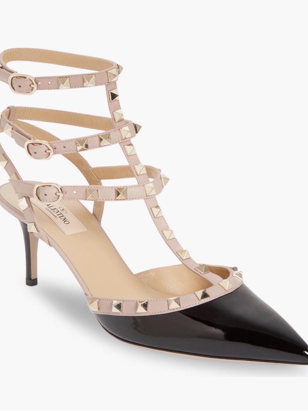 Authentic Valentino Garavani Rockstud Strappy Pointed Toe Pumps, size 39.5